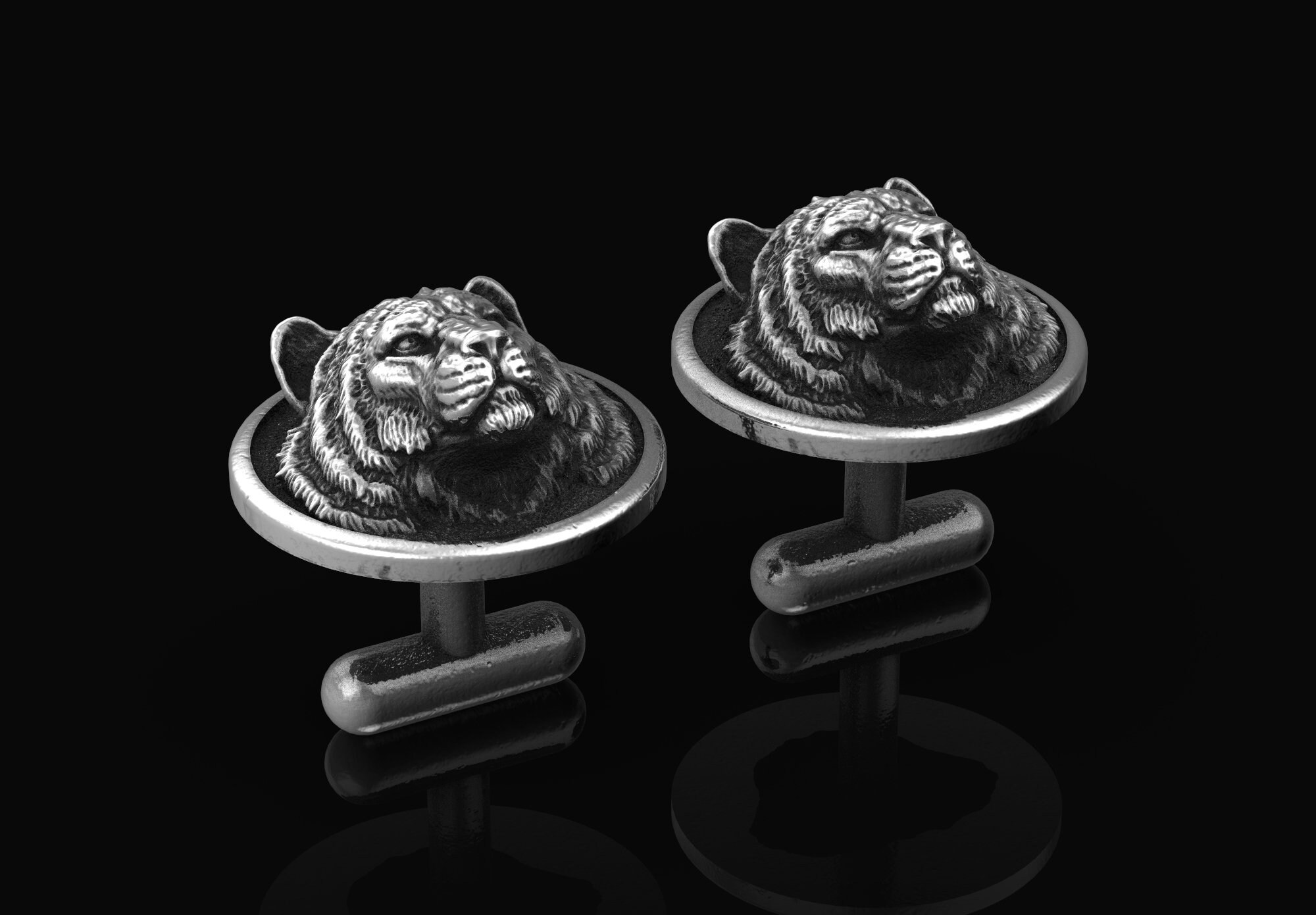 Tiger Cufflinks Silver Tiger Cufflinks Bengal Tiger Wild Etsy