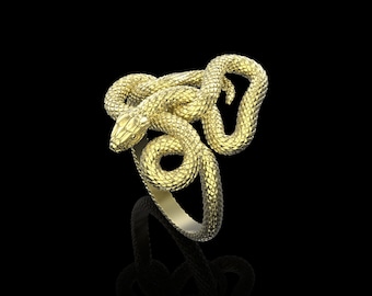 Brass Snake Ring, Ancient Mythological Symbols Snake Ring, Vintage Snake Ring, Snake Jewelry,Rattlesnake Ring,Good And Evil,Gift For Him Her