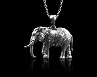 Collana Uomo Con Ciondolo Testa Di Elefante In Argento Placcato Oro - Gioiello Stile Punk Con Scollo A V - 4