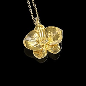 Yellow Gold Plate Orchid Pendant, Flower Necklace, Flower Pendant For Men, Gift For Man, Couple Orchid Necklace, Hope Necklace, Pendant Only