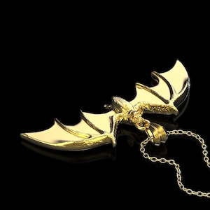 18K Yellow Gold Plated Flying Bat Pendant, Bat Jewelry, Halloween Great Gifts, Nature Inspired Jewelry, Gift for Him Her, Pendant Only