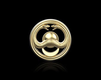 Spilla da bavero in bronzo con simbolo del serpente Thulsa Doom, spilla da cosplay di Conan il barbaro Arnold, serpenti uno di fronte all'altro, film cult di Conan, distintivo di Conan
