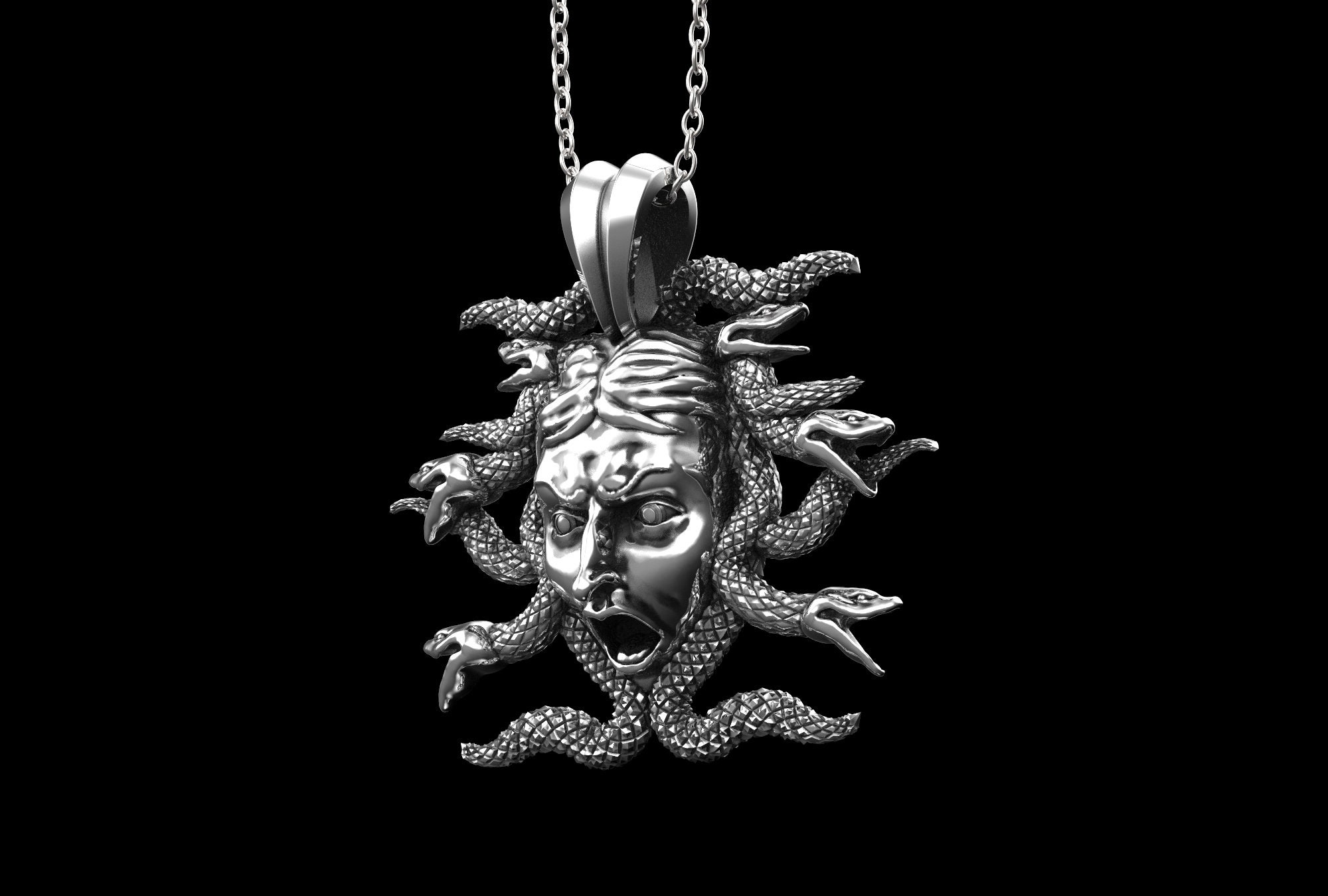 Sterling Silver Medusa Pendant Greek Medusa Necklace Etsy UK