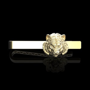 Bronze Tiger Head Tie Clip, Calm Tiger Tie Bar, Dad Gift, Men&#39;s Jewelry, Groom Gift, Best Man Gift, Tie Clip for Men, Tie Clips For Groom