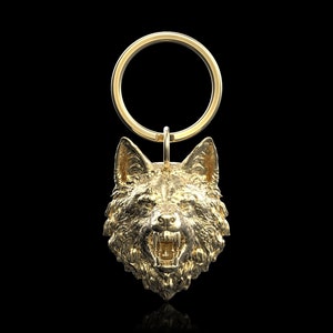 Bronze Roaring Wolf Keychain, Wolf Keyring, Viking Nordic Wolf, Animal Key Ring For Men, Biker Gift, Gift For Him, Car Accessory
