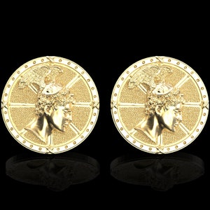Bronze Perseus Men&#39;s Cufflinks, Ancient Greek Mythology Cufflinks, Gift for Him, Ancient Greek Warrior Symbol, Groom Wedding Gift