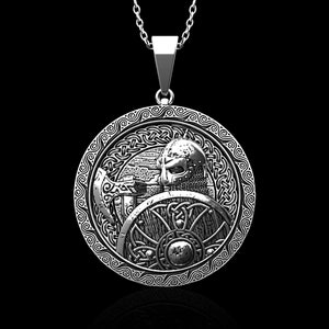 Sterling Silver Viking Warrior Pendant  Barbarians Battle Axe, Viking Jewelry Men, Viking Axe, Vikings Knot, Russian Warrior, Pendant Only