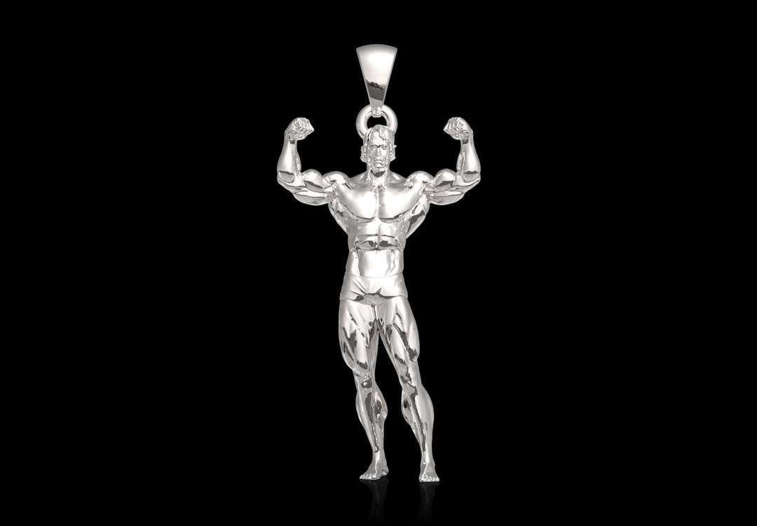 High Gloss Silver Arnold Schwarzenegger Pendent, Bodybuilding Pendent ...