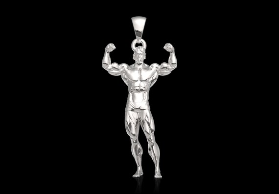 Bodybuilder Charm Antiqued Sterling Silver Bodybuilder Charm Antiqued Sterling Silver
