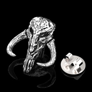 Sterling Silver Star Wars Mandalorian Mythosaur Lapel Pins, Brooch For Suit Mythosaur Jewelry, Suit Accessories, Mandalorian Skull Brooch