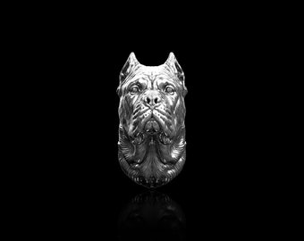 Pin de solapa antiguo de plata de ley con cabeza de Cane Corso, broche para perro, joya para mascotas, regalo para él, regalo para amantes de los perros, accesorios para trajes.