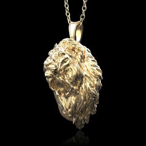 Bronze Lion Pendant with Big Mane, Lion King Pendant for Men, Wildlife Jewelry, Leo Jewlery, Pendant for Thick Chain, Pendant Only