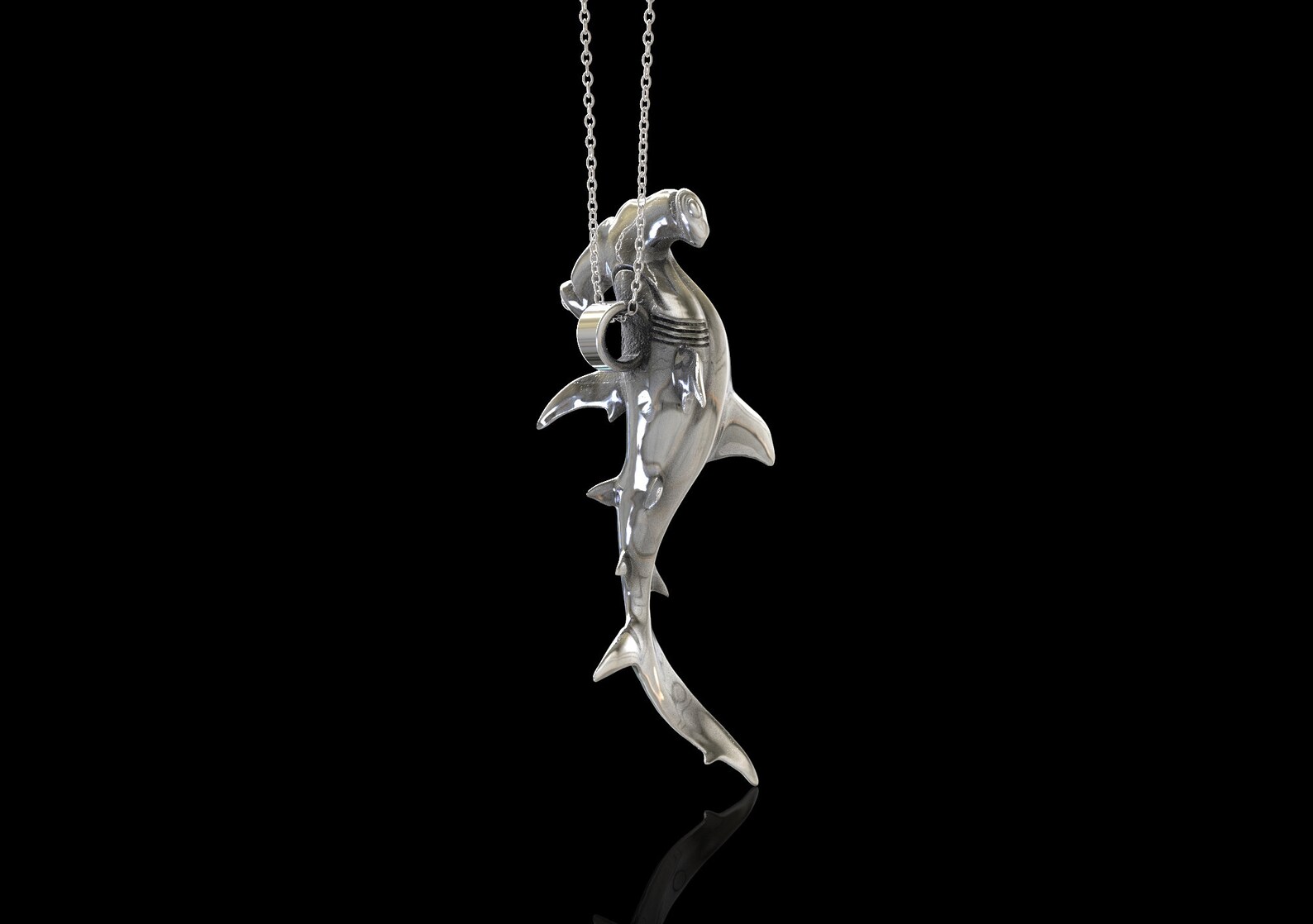 Sterling Silver Hammerhead Shark Necklace Pendant Shark Etsy