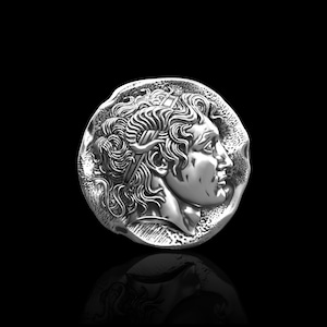 Sterling Silver Alexander the Great Coin Lapel Pin, Ancient Greece Coin Brooch,Roman Coin Badge,Suit Accessories,Tuxedo Item,Graduation Gift