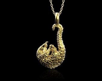 18K Yellow Gold Plated Pangolin Charm Solid Pendant, Forest Guardian Handmade Jewelry, Animal Necklace, Anniversary Gift, Pendant Only