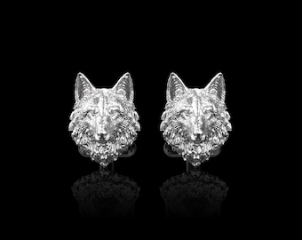 Sterling Silver Wolf Cufflinks, Calm Wolf, Viking Nordic Wolf, Wild Wolf, Wolf Canine Teeth, Wolf Totem, Men Animal Jewlery,Suit Accessories