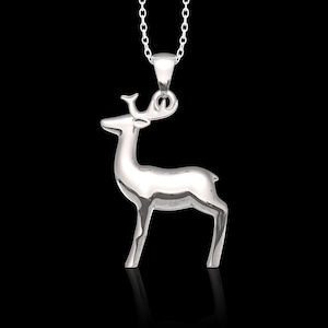 Sterling Silver Deer Pendant, Deer Buck Charm, Deer with Antlers Pendant, Animal Charm, Dainty Deer Lover Jewelry, Pendant Only