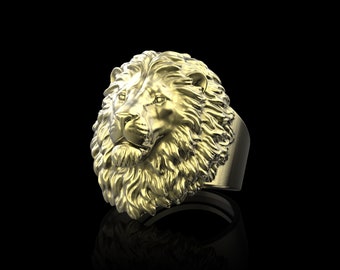 Brass Calm Lion Ring, Leo Lion Ring, Lion Jewelry, Lion Animal Signet Ring, Leo Zodiac Sign Ring, Ring For Men&#39;s, Aslan Lion Ring,Lion lover