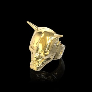 18K Gold Plated Japanes Hannya Mask Men Ring, Devil Oni Ring, Japanese Symbol Ring, Samurai Ring, Japanese Style Demon Ring, Gift For Him