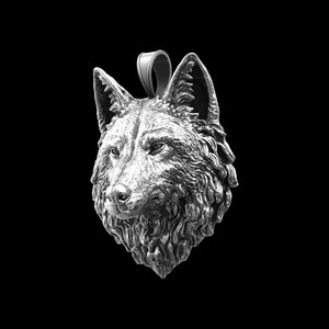 Personalized Large Size Wolf Pendant Necklace, Sterling Silver Wolf Pendant For Men, Viking Nordic Wolf, Pendant for Thick Chains, Gray Wolf