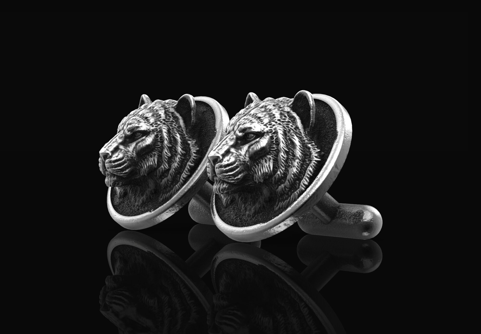 Tiger Cufflinks Silver Tiger Cufflinks Bengal Tiger Wild Etsy