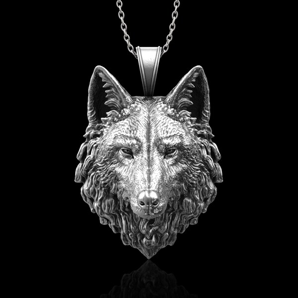 Pendentif Tête De Loup Vintage - Chaîne, Neuf Avec étiquettes, Bijou Symbole Animal