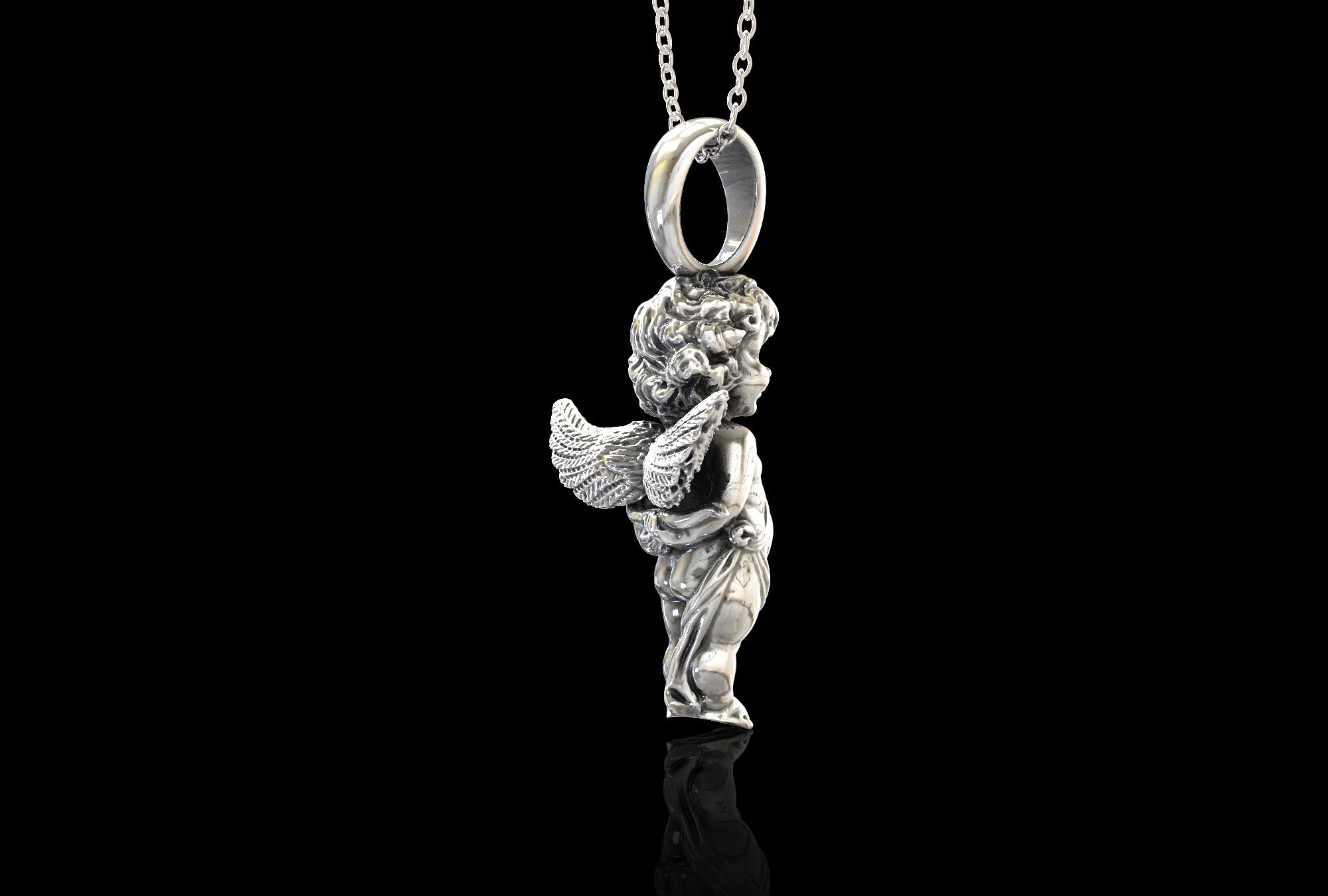 アクセサリー Palace Skateboards 925 CHERUB PENDANT Sterling Silver Angel Charm Pendant Necklace, Cherub Charm, Baby
