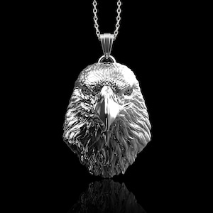 Sterling Silver American Bald Eagle Head Pendant, Eagle Necklace, Animal Gift Men&#39;s Jewelry, Anniversary Gifts, Gift For Him, Pendant Only