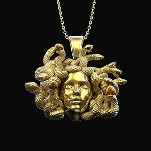 18K Gold Plated Medusa Head Pendant , Greek Medusa Necklace, Ancient Greek Mythology, Medusa Gorgon, Best Gift For Him Her, Pendant Only