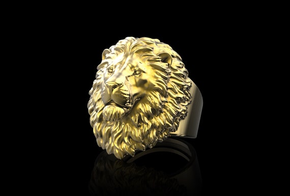 1 GRAM GOLD PLATING SULLY DIAMOND CROWN LION RING FOR MEN DESIGN A-264 –  Radhe Imitation