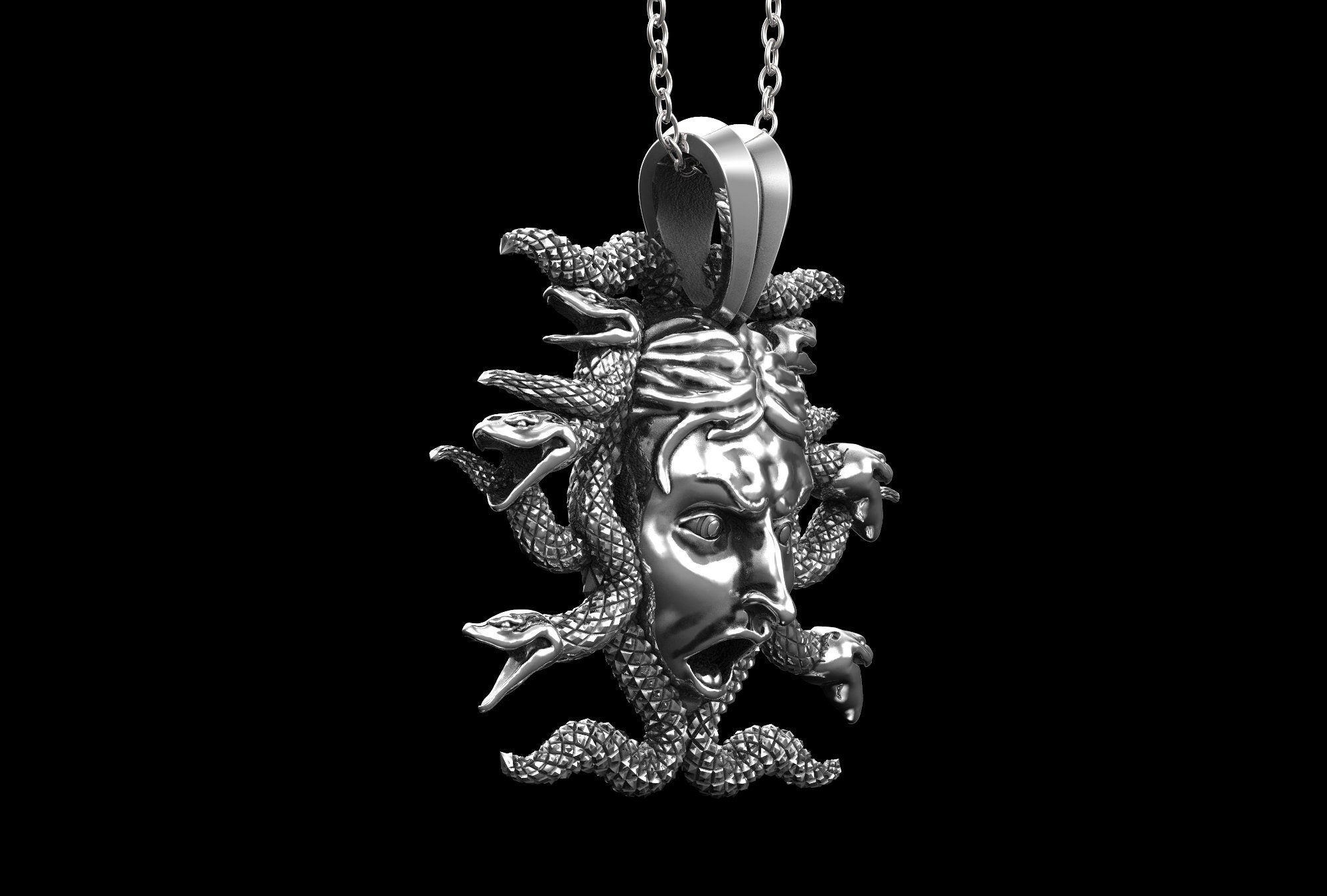 Sterling Silver Medusa Pendant Greek Medusa Necklace Etsy UK