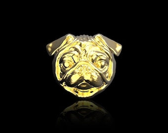 18K Gold Plated Pug Head Lapel Pin, Pug Badge, Dog Jewelry, Dog Lover Pin's Brooch, Gift For Him, Suit Accessories, Chritmas Gifts