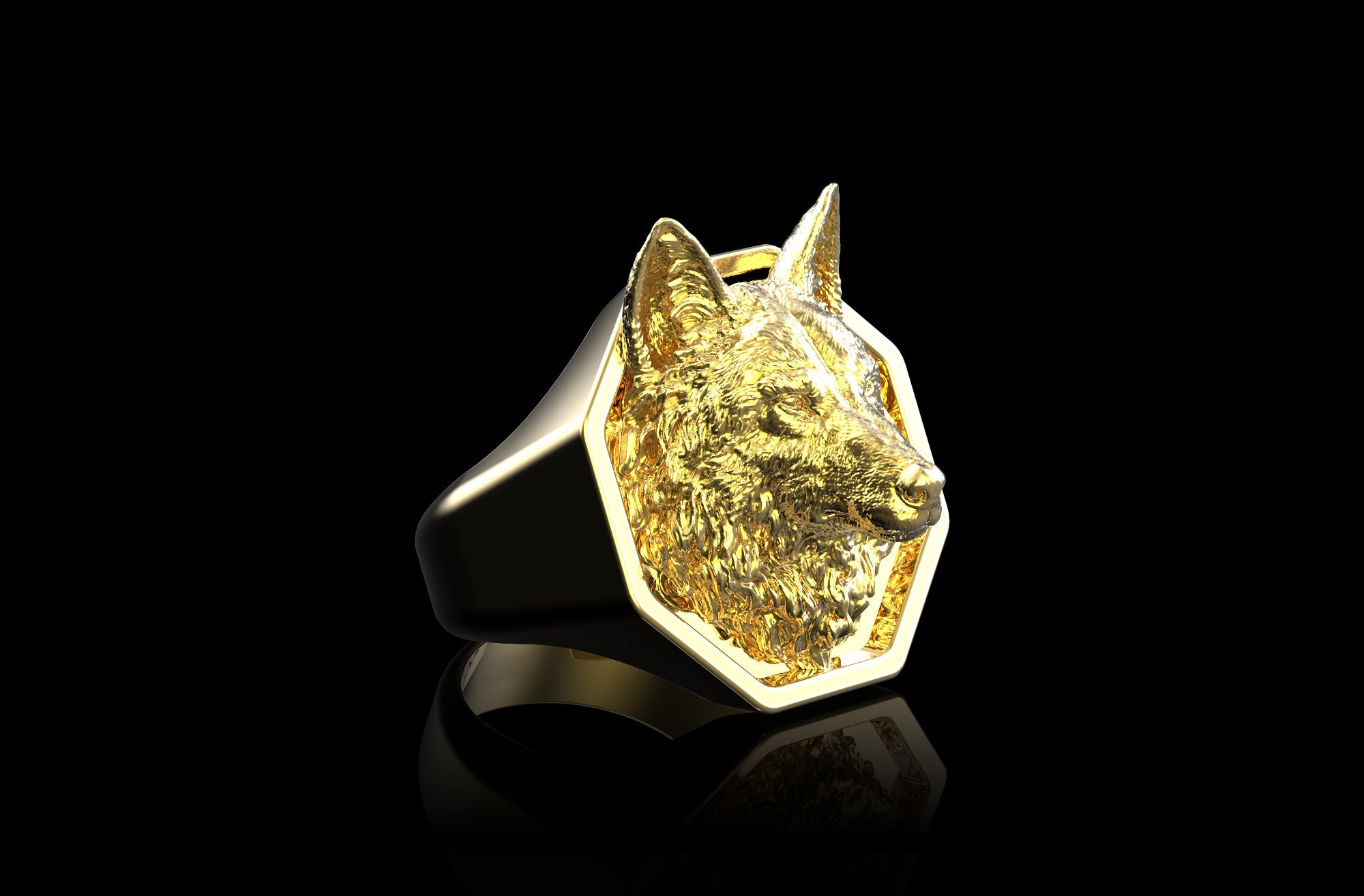 Anello testarda-lupo urlante, anello motociclista testa lupo vichingo nordico per uomo, anello compartimento testessa lupo gioielli testa lupo guerriero punk, anello animale testa lupo hip hop per