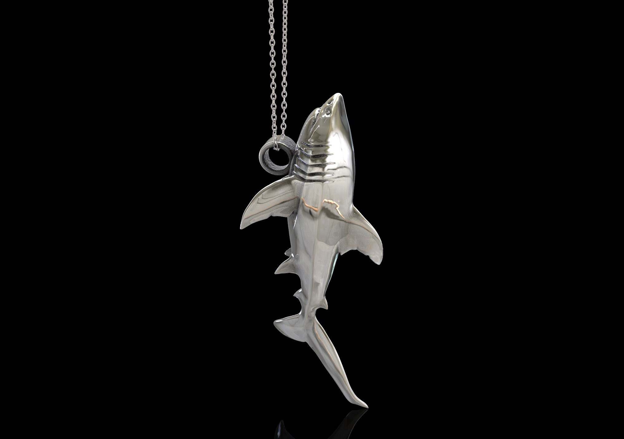 Sterling Silver Shark Pendant Necklace Ocean Necklace Scuba Etsy