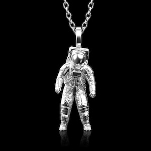 925 Sterling Silver Apollo 11-14 Astronaut Pendant, Neil Armstrong Space Moon Jewelry, Outer Space Galaxy Jewelry, Spaceman, Pendant Only,