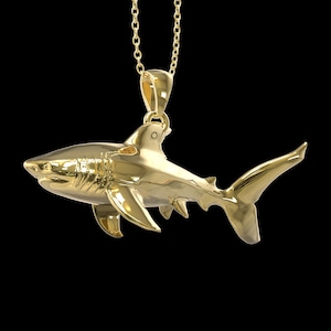 18K Gold Plated Shark Pendant Necklace, Ocean Necklace, Scuba Diver Jewelry, Sea life Jewlery, Great White Shark, Beach Items, Pendant Only