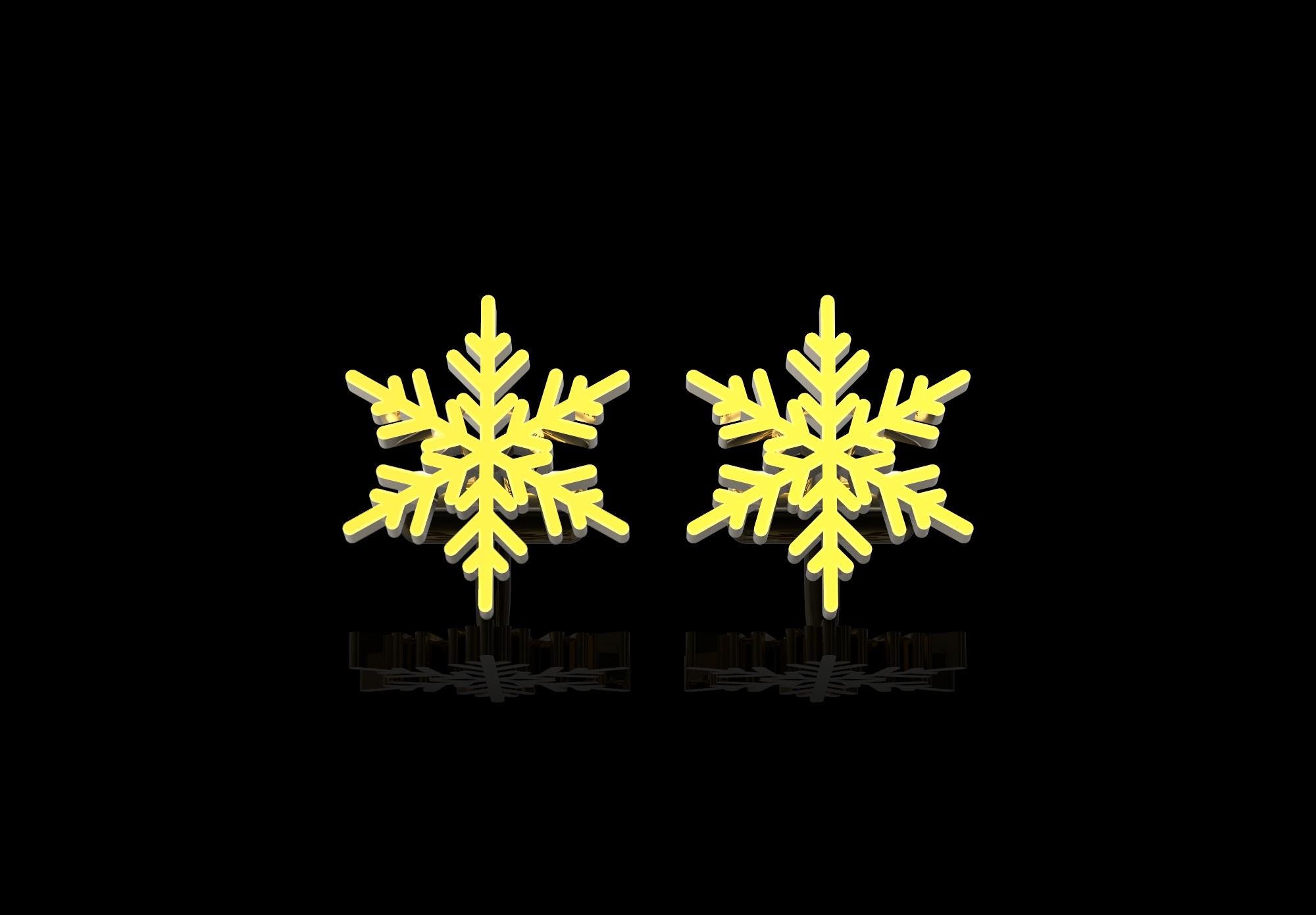 18K Gold Plated Snow Crystal Cufflinks, Snowflake Cufflinks 