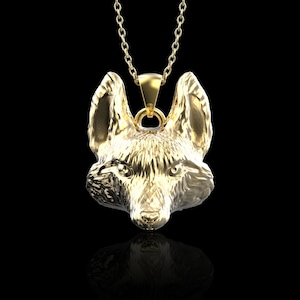 Bronze Fox Head Pendant, Fox Face Animal Necklace, Men Jewelry, Fox Charm, Dog Necklace Memorial Gift Nature Animal lover Gift, Pendant Only