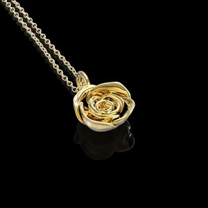 Yellow Gold Plated Small Rose Pendant, Rose Necklace, Rose Pendant For Men, Gift For Man, Couple Rose Necklace, Love Necklace, Pendant Only