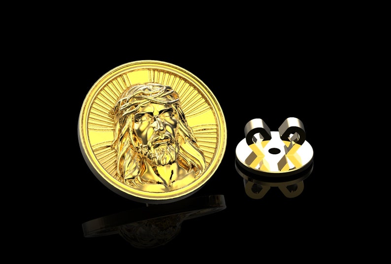 18K Yellow Gold Plate Jesus Lape Pin, Christ Jesus, Christian Men ...