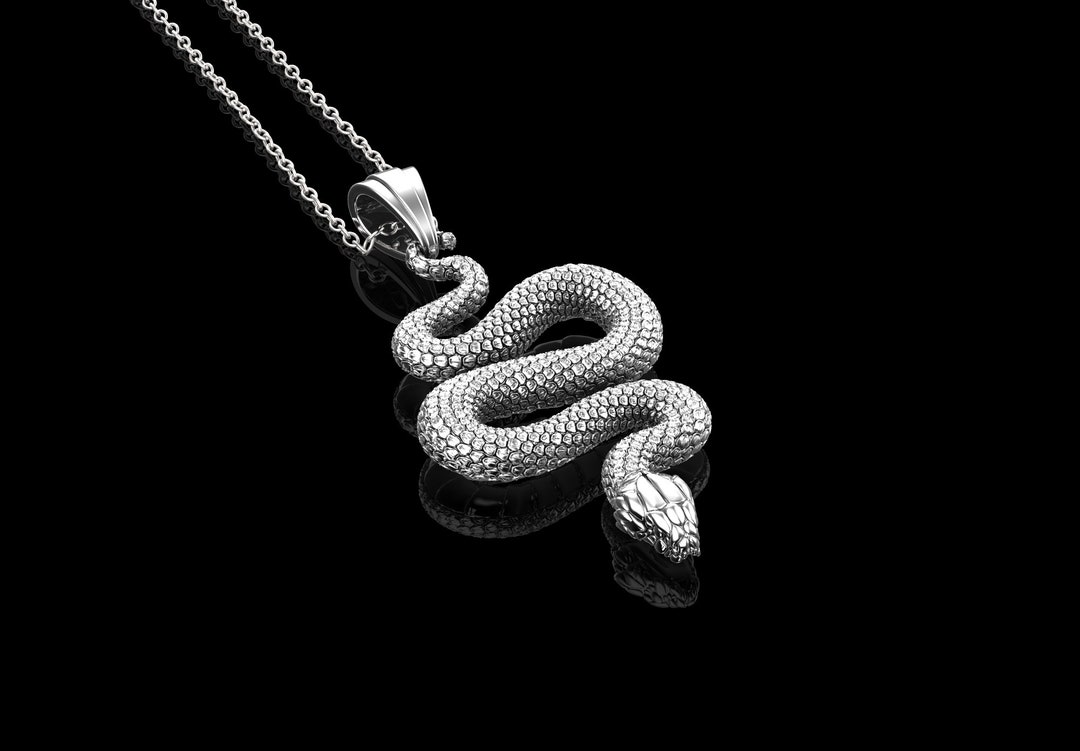 PRAYMOS Collana a serpente in argento sterling 925, ciondolo a forma di serpente con animali gotici, collana religiosa, regalo per uomini e ragazzi, Argento sterling