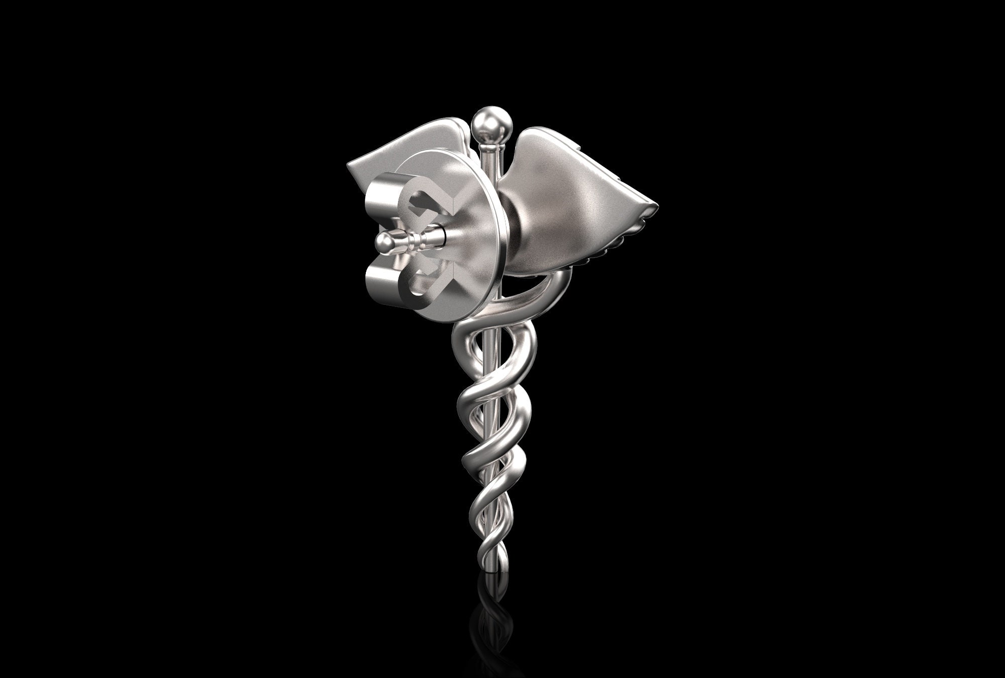 Sterling Silver Caduceus Lapel Pin, Pharmacy Brooch, Gift for Doctor ...