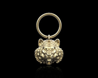 Bronze Calm Tiger Big Cat Keychain, Tiger Keyring, Tiger Key Chain