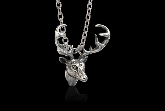 Pendentif Breloque Ancien – Cerf En Argent Sterling 925 – Vintage – Charm Deer