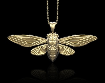 Colgante de cigarra de bronce, joyería de cigarra, joyería de insectos, joyería de insectos, collar de cigarra, collar de insectos, joyería de entomología, solo colgante