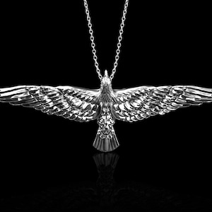 Geflügelte Weißkopfseeadler Anhänger, Thunderbird Anhänger, Silver Hawk Halskette, Flying Eagle Schmuck, Animal Men Schmuck, Anhänger nur Anhänger