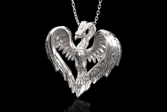Sterling Silver Phoenix Heart Men Charm Necklace Phoenix Jewelry Gift Mythical Bird Pendant Silver Phoenix Bird Jewelry Pendant Only Etsy