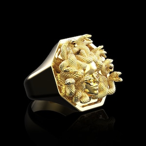 18K Gold Plated Medusa Rings, Men Medusa Ring, Ancient Greek Mythology Ring, Gorgon Medusa Ring, Greek Medusa Ring, Gift For Him