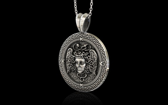 Sterling Silver Pendant Medusa Jewelry Medusa Head Necklace