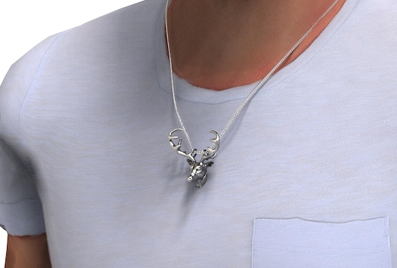 Collier fin Scandinavia bois de cerf en argent